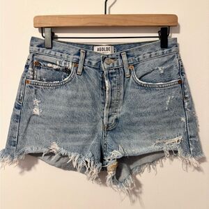 Agolde Light Blue Distressed Jean Shorts Size 26